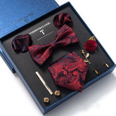 Gravata Borboleta Paisley com Broche e Abotoaduras